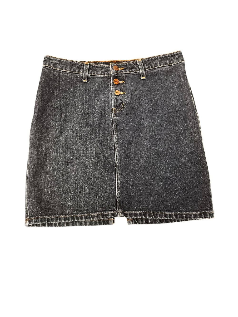 lei Washed Denim A- Line Mini Skirt Size 7 3 Button 90s Y2K